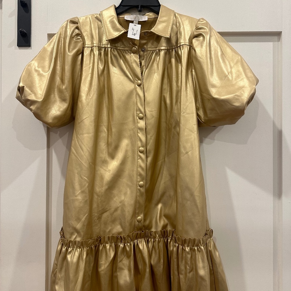 Karlie Gold Faux Leather Dress mesium